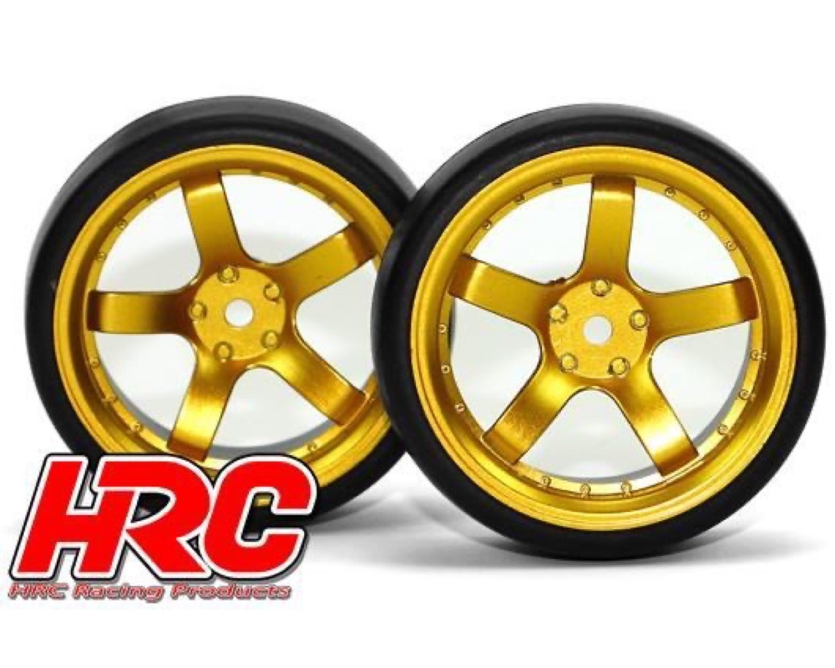 HRC Racing Reifen 1/10 Drift montiert 5-Spoke Gold Felgen 6mm Offset Slick  HRC Racing Shop HRC61072GD - TRA Shop der ULTIMATIVE TRAXXAS ONLINESHOP