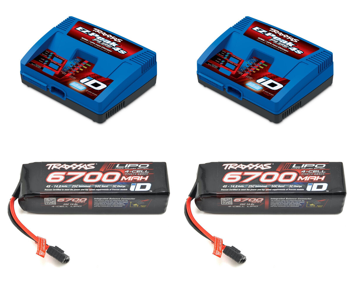 2 Traxxas 2890X Power Cell LiPo 14.8V 6700mAh Batteries w/ID X
